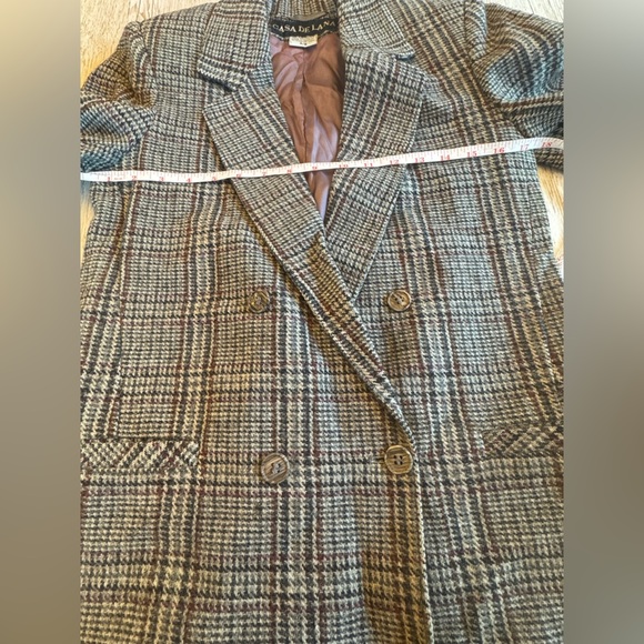 Vintage 80’s Casa de Lana 100% Virgin Wool Gray Plaid Jacket Blazer Size 5/6 - Picture 14 of 15